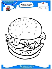 Çocuklar İçin Hamburger Boyama Sayfaları 